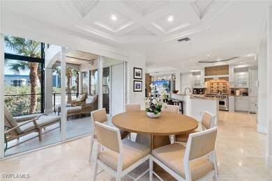 Dining room with plenty of natural light, coffered