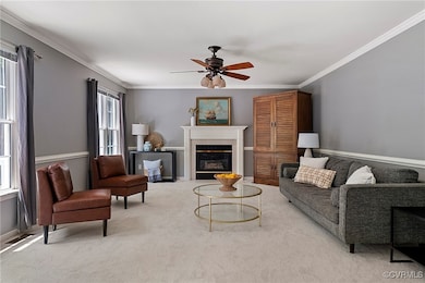 New carpet and fresh paint. A cozy gas fireplace f