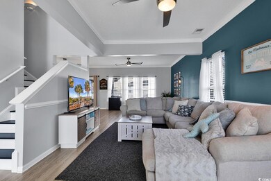 Living room featuring light wood finished floors, 