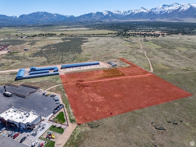 Drone / aerial view of a mountainous background