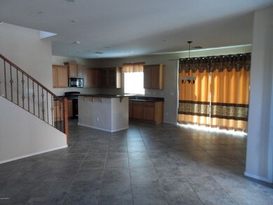 view from living room to kitchen