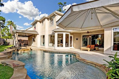 Highest quality hand chiseled flagstone surround this pool with Cascading Spillway, and waterfalls operated with Remote Control.