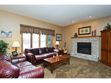 Cozy gas fireplace in main floor family room.