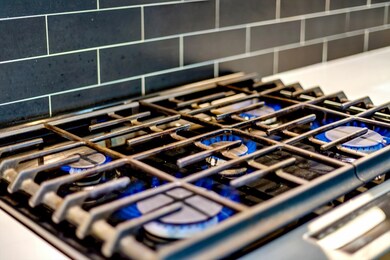 5 burner gas stove with stainless steel vent hood