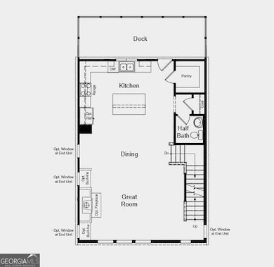Main Level Floor Plan - Additional highlights added: laminate tread stairs and open rail on first floor