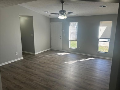 View into family room from eating area