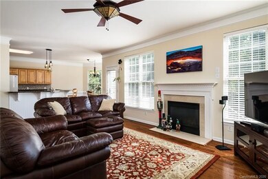 Spacious family room with gas log fireplace