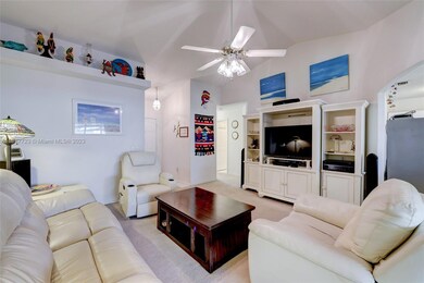 Living room with cathedral ceiling. 