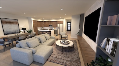 Dark Color Scheme - Cabinets and tile around TV ac