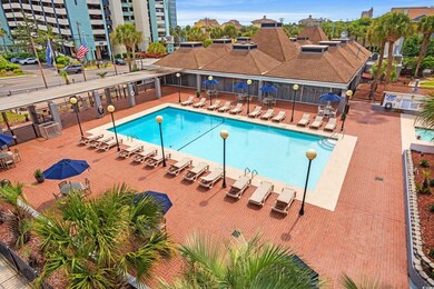 Community pool with fence