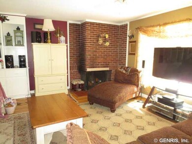 Living Room. Living room with wood-burning firepla