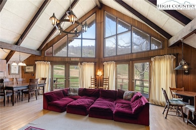 A wall of windows overlooking the ski slopes.