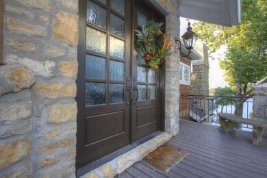 Front door with custom mahogany French doors