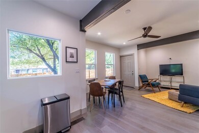 Dining room featuring ceiling fan, recessed light