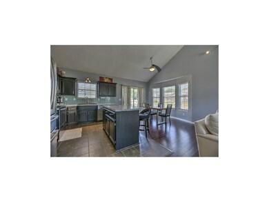 Easy-care, wood-look floor in great room & dining 