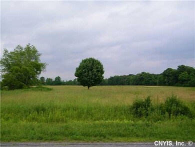Land. View of one of the hay fields at the road.