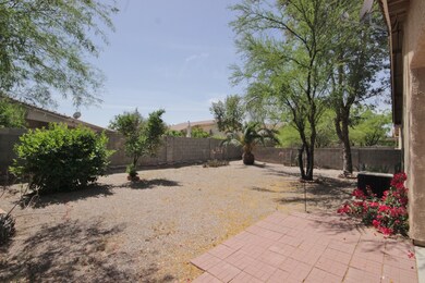 Backyard with covered patio