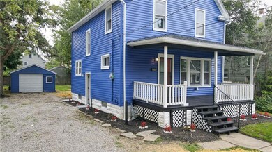 Side view with garage