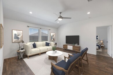 Digitally staged living room