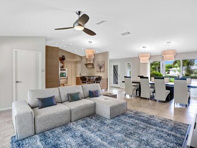 Vaulted ceiling in family room & formal dining roo