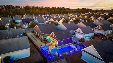 View of aerial view at dusk