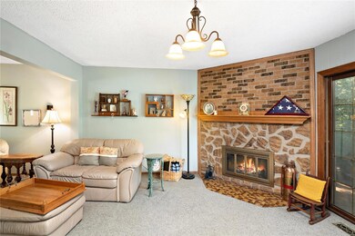 Beautiful stone/brick fireplace from floor to ceil