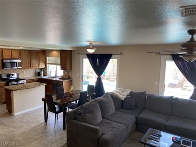 Living room open to the kitchen