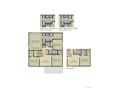 Second Floor Layout - home has the opt 5' Ceramic 