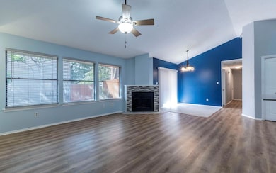 Unfurnished living room with lofted ceiling, ceil