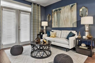 Living room with wood-type flooring