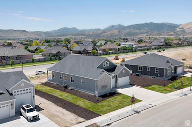 Aerial perspective of suburban area featuring mountains