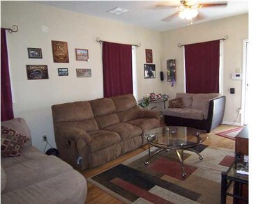 Spacious living room with neutral colors
