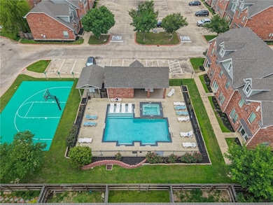 Bird's eye view of pool and sport court