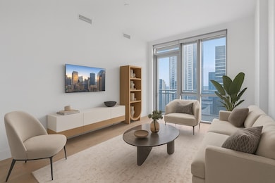 Living room with wood finished floors