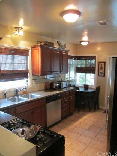 Kitchen view with seating