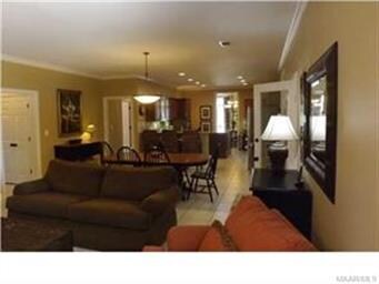 View from far end of Family area through Kitchen
