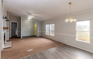 Yellow front door! This is the view from the kitchen toward the door.