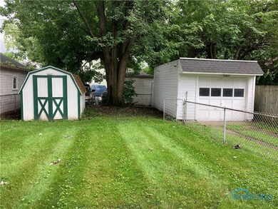 Backyard with storage shed