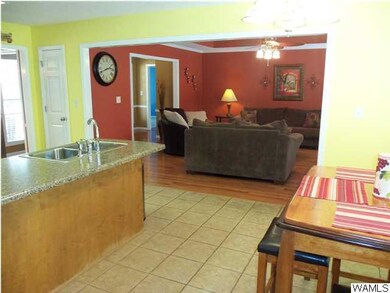 View of the living room from the kitchen.