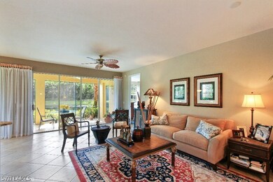 Great room with tiled floors on the diagonal.