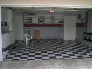 Garage with built in cabinets