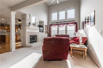 Bright and cozy two story great room with see thru