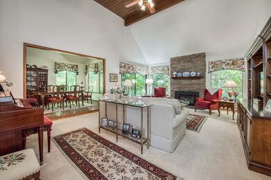 Elegant living room with large picture windows and