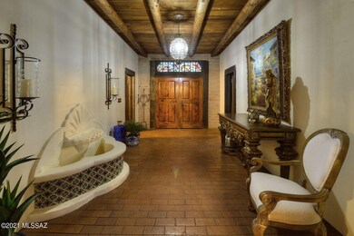 Foyer w/ Beam Ceilings