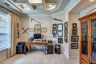 Office with Crown Molding and Coffered Ceiling.