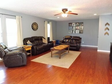 View of living room from dining area.
