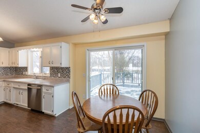 The dining area leads to the huge deck; a great pl