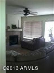 family room and fireplace