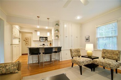 The family room has great built-ins and offers lot