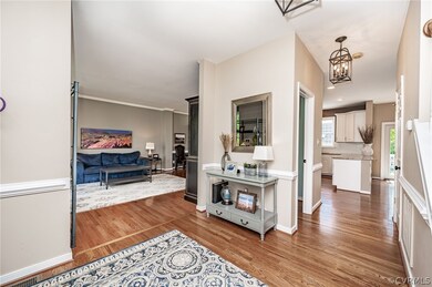 View of the living room and hallway to kitchen fro